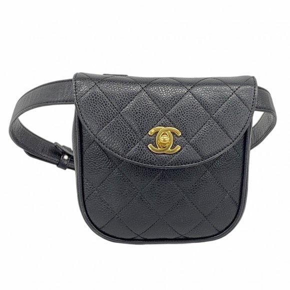 Chanel Matelasse Waist Bag in Caviar Skin, Black, Women's - Picture 1 of 11